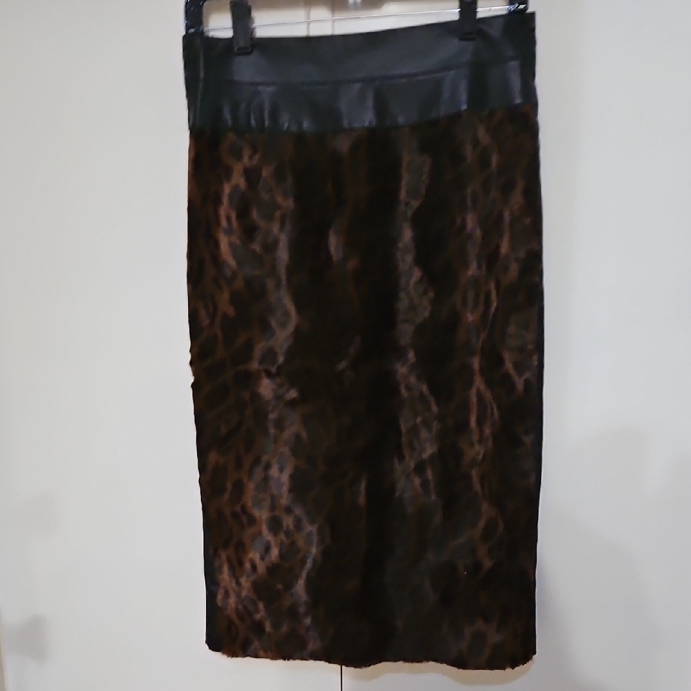Lafayette 148 New York Brown Leopard Pencil Skirt